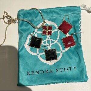 Kendra Scott necklace and two pairs of earrings